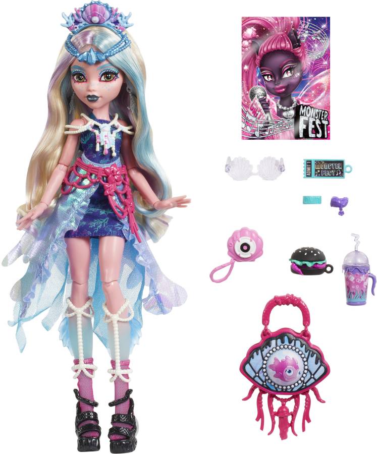 MONSTER HIGH Fest Lagoona Blue Fashion Doll with Festival Outfit, Band Poster and Accessories