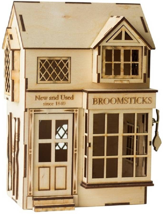 Rajbharti Crafts DIY Dollhouse Kit Diagon Alley Shop Miniature Construction Toys Broomstick Shop