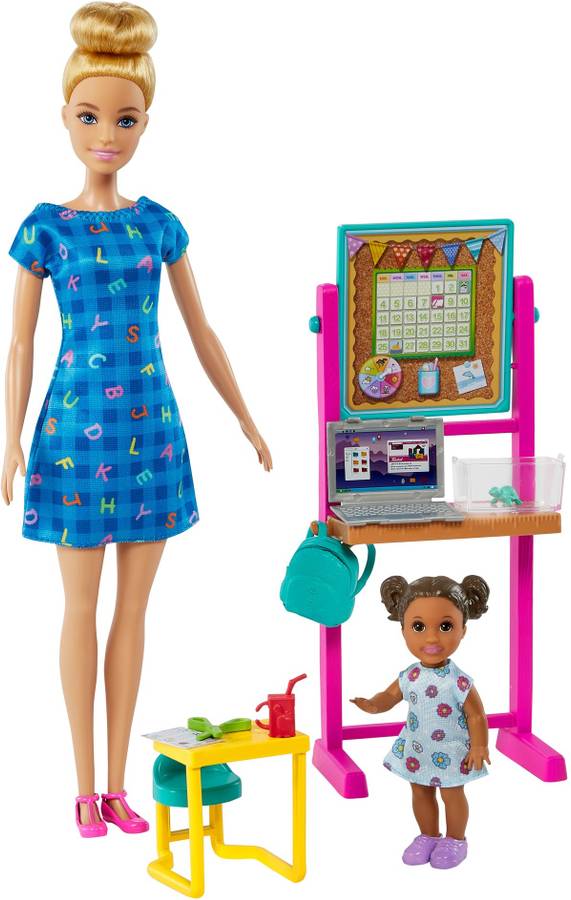 BARBIE Teacher Doll (Blonde),Toddler Doll (Brunette), 3 Years Old & Up