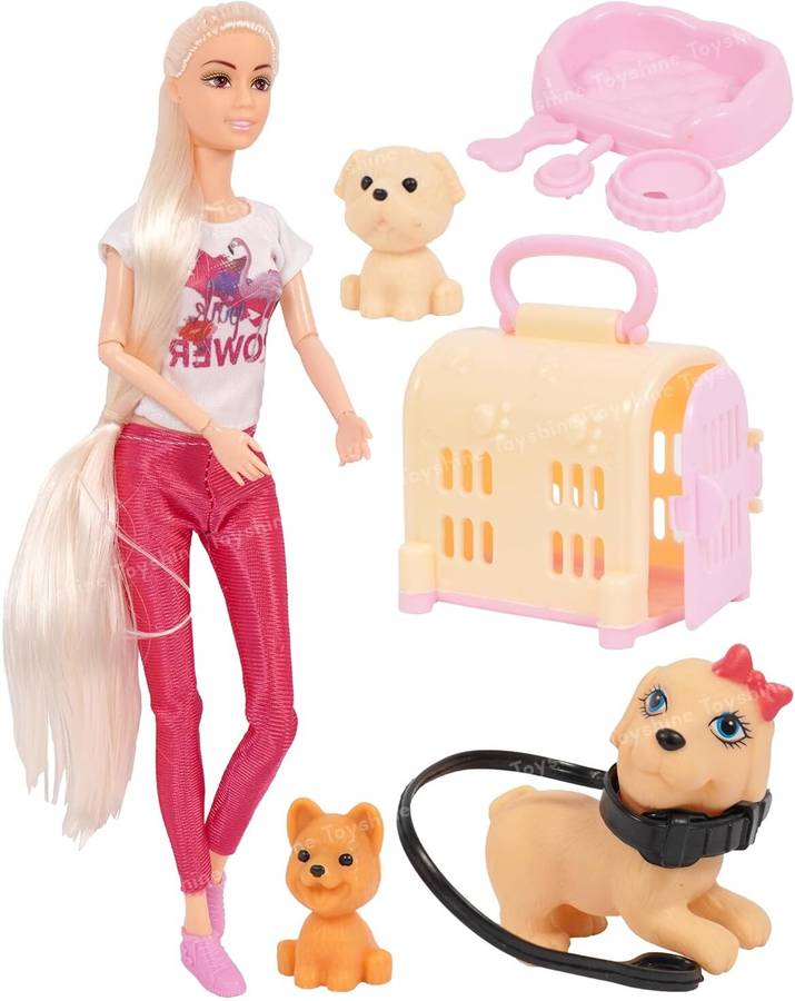 star impex Alia Doll with 2 Happy Pets Role Play Set for Age 3+ Fun Role Play Toy Set