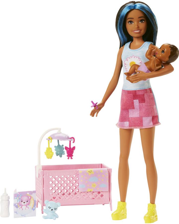 BARBIE Doll and Accessories, Crib Playset with Latina Doll & Accessories