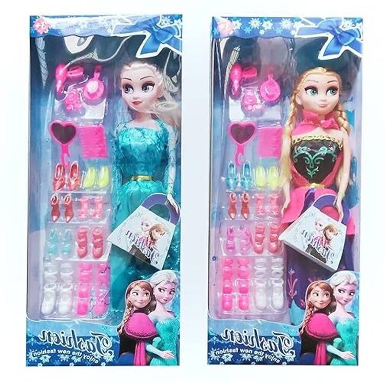 SHASHIKIRAN Frozen Anna elsa Doll Set with Baby Doll and Dresses and Accessories pack of 2