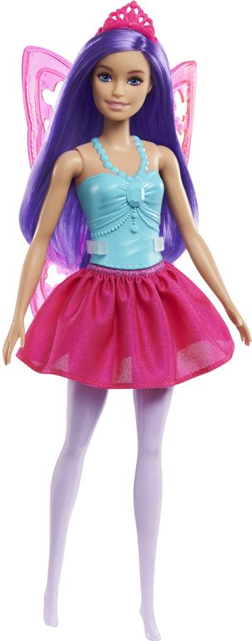 BARBIE Dreamtopia Fairy Doll (11.5-in, Purple Hair) Wearing Skirt,Clip-On Wings & Tiara