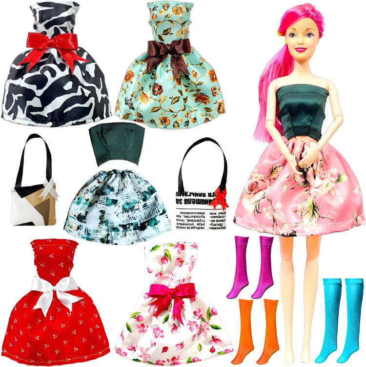 mini gifts - Doll Set Folding Hands And Legs With Extra 5 Dresses And Aceessories