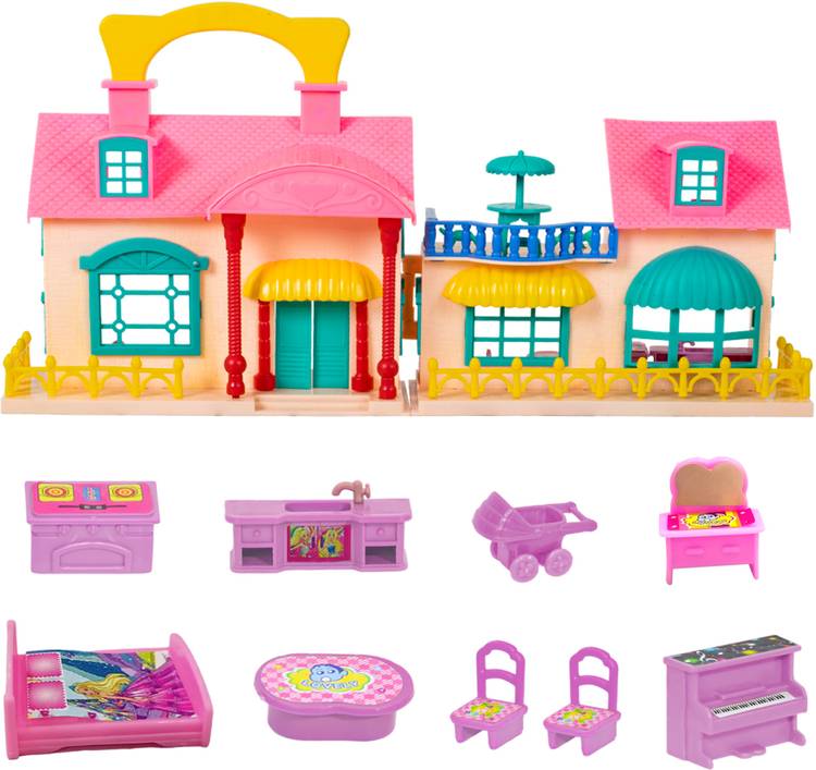 WISHKEY Made in India Role Play Set Dolls House for Girls with 9 Accessories