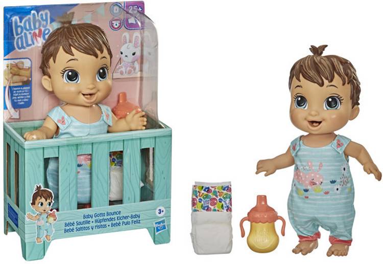 Baby Alive Baby Gotta Bounce Doll, Bunny Outfit, Giggles, Drinks and Wets for Kids