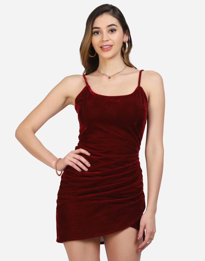 Women Bodycon Maroon Dress Price in India