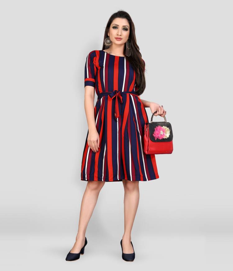 Women A-line Red, Blue Dress Price in India