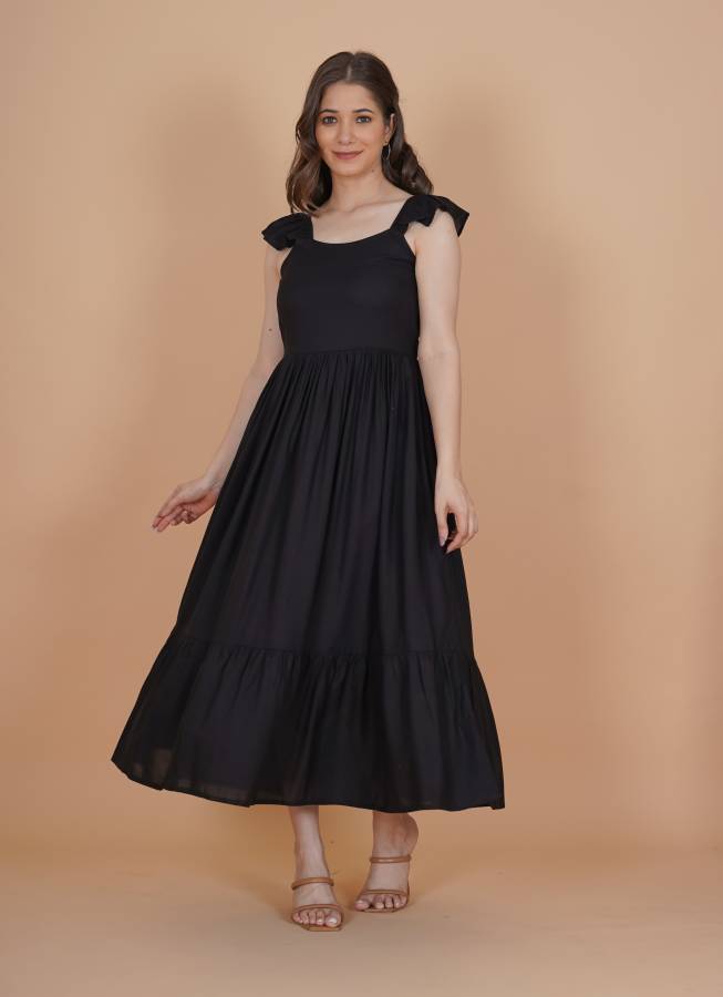 Women A-line Black Dress Price in India