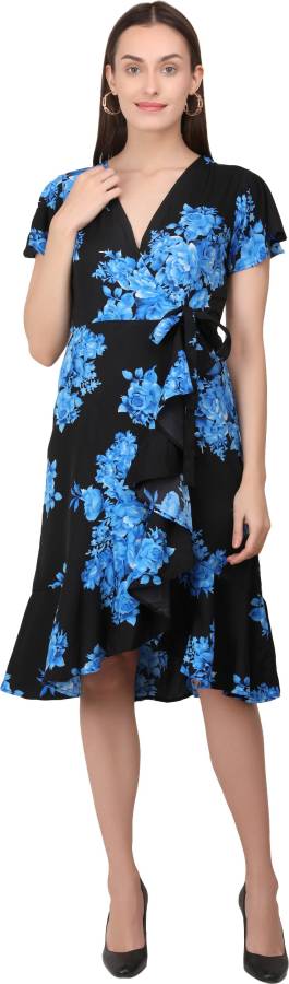 Women A-line Black, Blue Dress Price in India