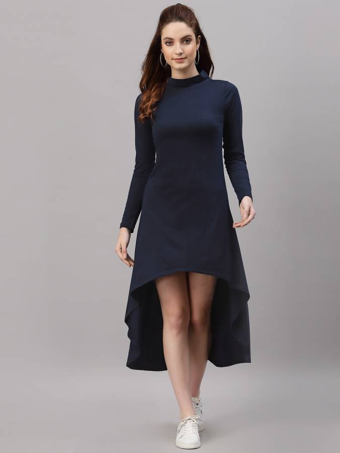 Women High Low Blue Dress Price in India