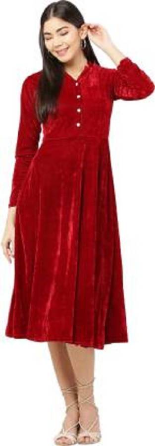 Women A-line Red Dress Price in India