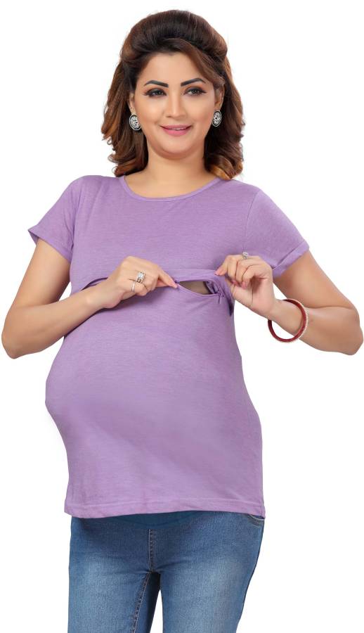 Women T Shirt Purple Dress Price in India
