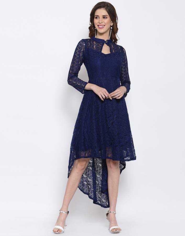 Women High Low Blue Dress Price in India