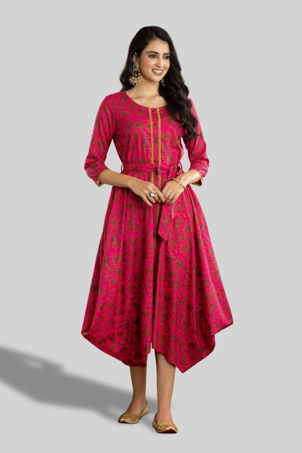 Women Fit and Flare Pink, Green Dress Price in India