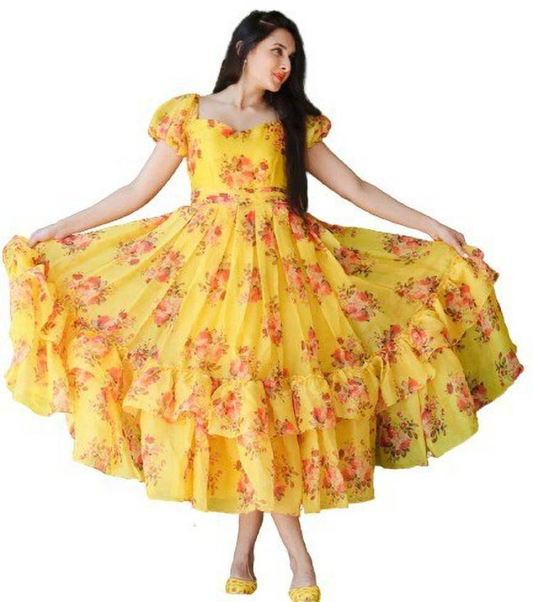 Women Gown Yellow Dress Price in India