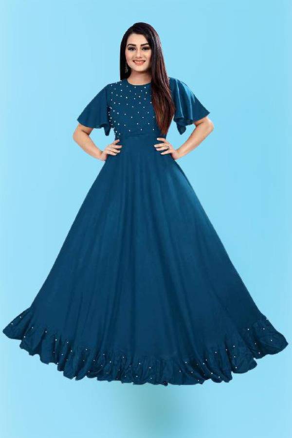 Women Gown Light Blue Dress Price in India