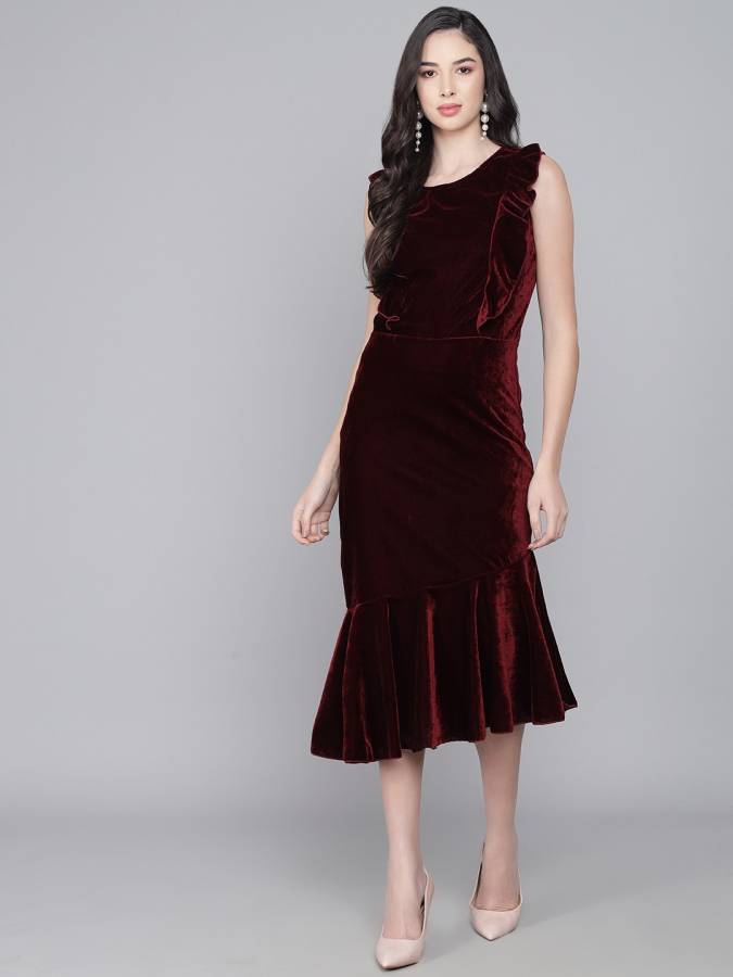 Women Bodycon Maroon Dress Price in India