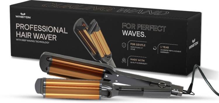 Winston Hair Waver for Women 3 Barrel Deep Waver, Tourmaline Plate Cordless Hair Styler Electric Hair Curler Price in India