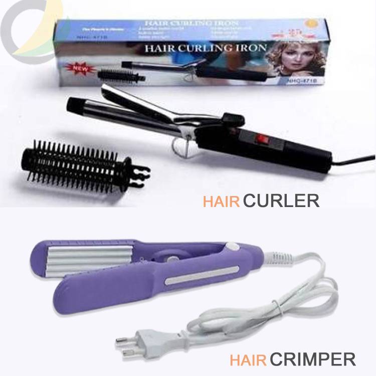 MARSELITE Combo of New Hair Curler & Hair Crimper Machine for Girls (Crimper+Curler) Electric Hair Styler Price in India