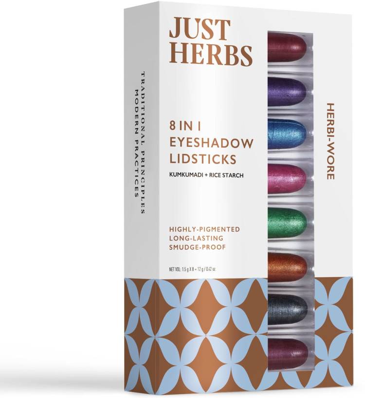 Just Herbs 8 In 1 Herbal Metallic-Shimmer Finish, Long Lasting Eye Shadow Lidsticks 12 g Price in India