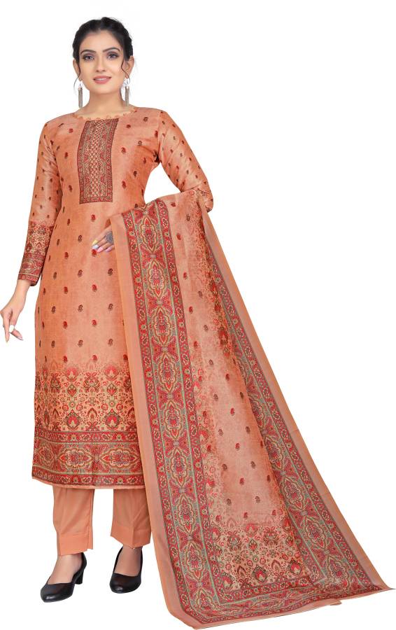 Unstitched Chanderi Salwar Suit Material Printed Price in India