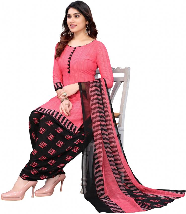 Unstitched Crepe Salwar Suit Material Floral Print, Printed, Geometric Print Price in India