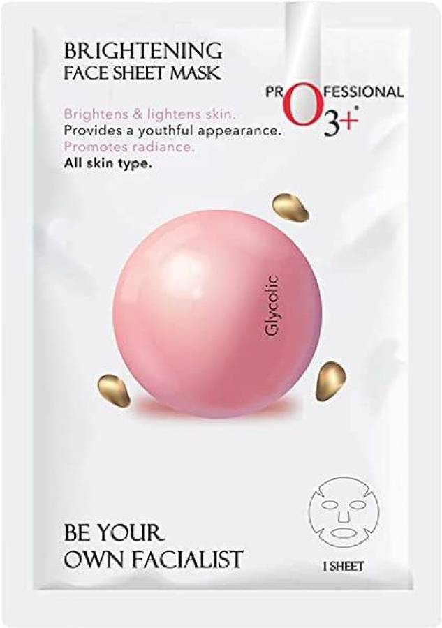 O3+ Facialist Brightening Face Sheet Mask with Glycolic Acid for Even & Radiant Facial Skin Tone Ideal for All Skin Types Price in India