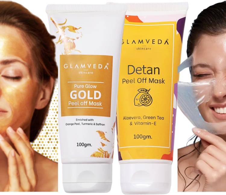 GLAMVEDA Pure Glow Gold & Detan Peel Off Mask Pack Of 2 Price in India