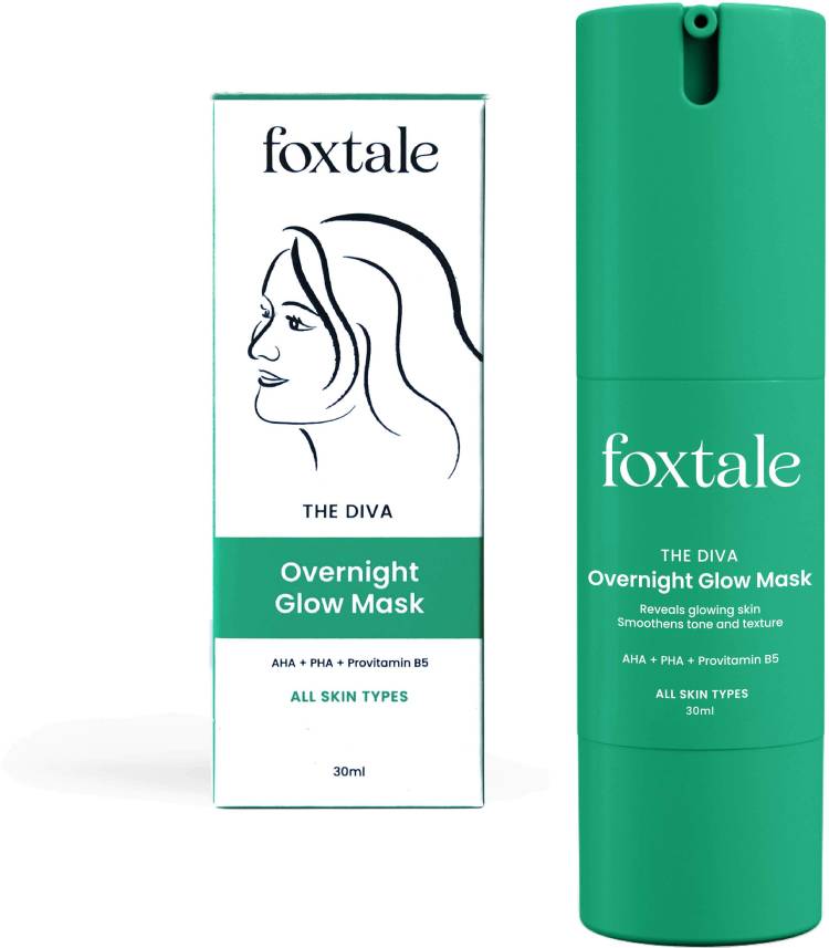 Foxtale The Diva Over Night Glow Mask | AHA, PHA & Provitamin B5 | All Skin Types - 30ml Price in India