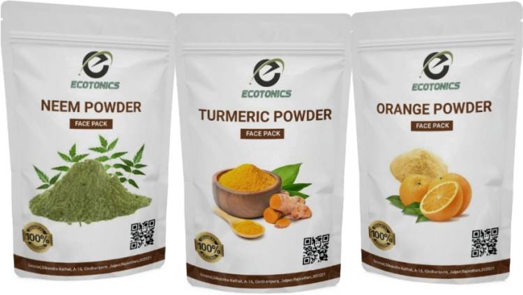 Ecotonics 100% Neem Powder, Turmeric Powder, Orange Powder for Face Pack Price in India