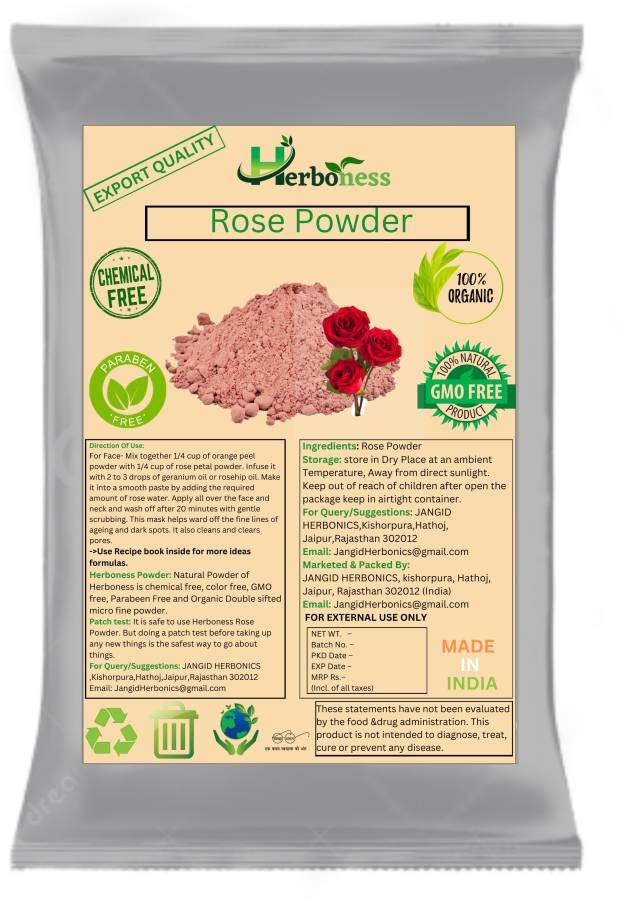 Herboness Bio Organic Rose Powder For Face And Skin Care Price in India