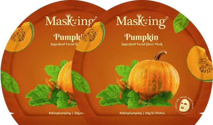MasKing Superfood Pumpkin facial sheet mask for glowing Skin and Hydrating, Pack of 2 Price in India