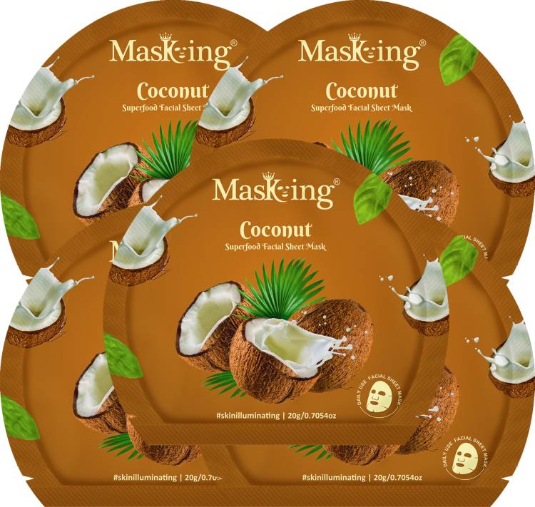 MasKing Superfood Coconut facial sheet mask for glowing Skin and Hydrating, Pack of 5 Price in India