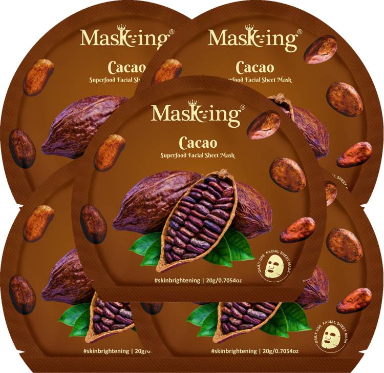 MasKing Superfood Cacao facial sheet mask for glowing Skin and Hydrating, Pack of 5 Price in India