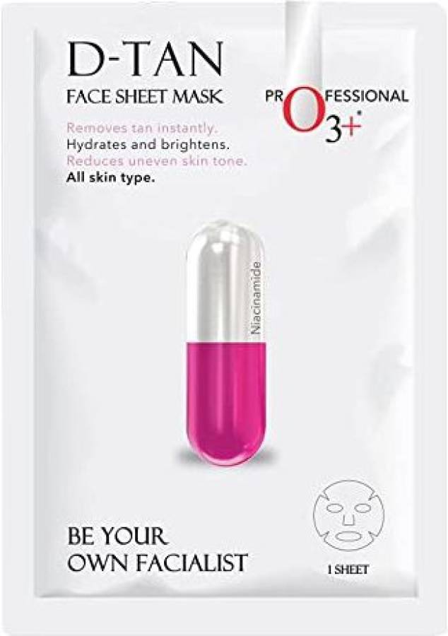 O3+ Facialist Dtan Face Sheet Mask with Niacinamide for Even Facial Skin Tone & Hyperpigmentation Ideal for Dull & Combination Skin Price in India