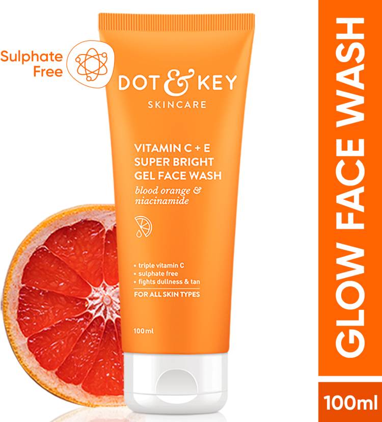 Dot & Key Vitamin C + E Super Bright Glowing and Skin Brightening Gel for All Skin Types Face Wash Price in India