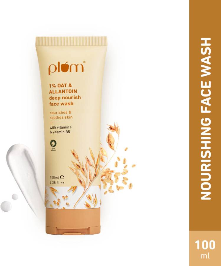 Plum 1% Oat & Allantoin Deep Nourish  | with Vitamin F & B5 | Nourishes & Soothes Skin | Restores Skin Barrier | Non-drying | 100% Vegan | Face Wash Price in India