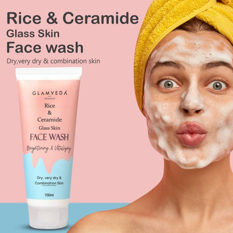 GLAMVEDA Rice Water & Ceramide Glass Skin SLS & Paraben Free Face Wash Price in India