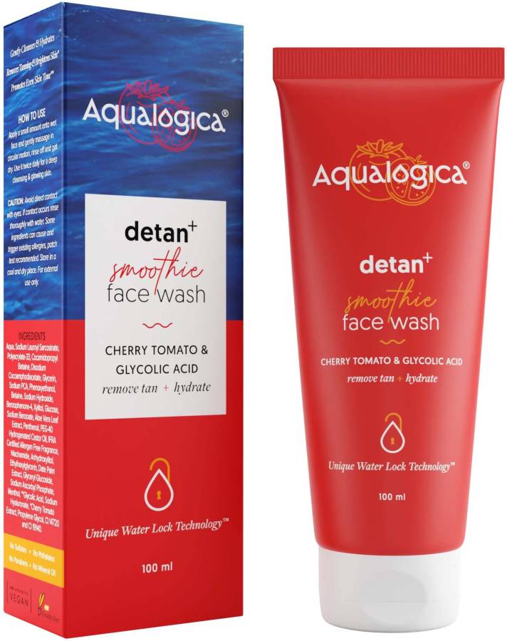 Aqualogica Detan+ Smoothie Facewash with Cherry Tomato & Glycolic Acid | Facial Cleanser | Gently Cleanses & Reduces Tan Face Wash Price in India