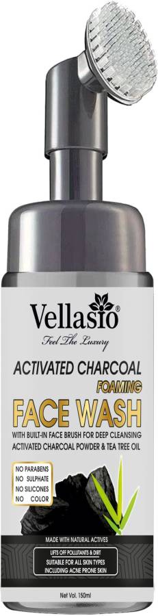 vellasio Foaming Activated Charcoal with Built-In Face Brush for deep cleansing  Face Wash Price in India