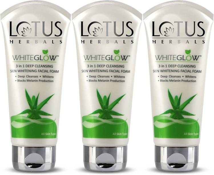 LOTUS HERBALS Whiteglow 3 In 1 Deep Cleaning Skin Whitening Facial Foam|Dark Spots Face Wash Price in India