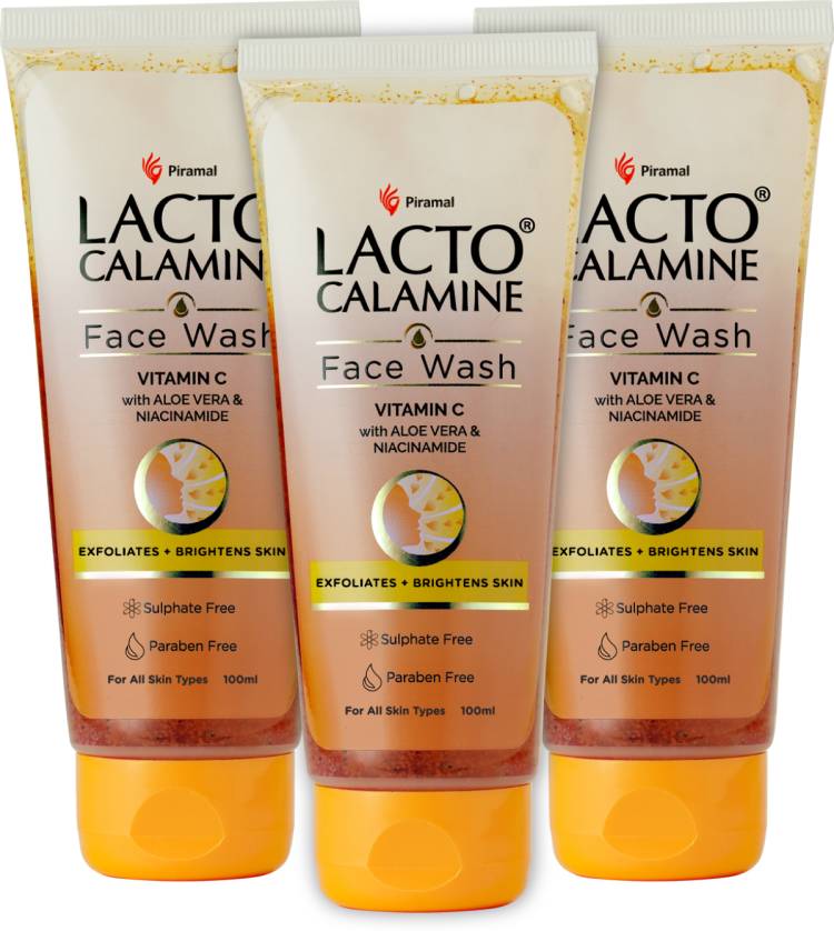 Lacto Calamine Vitamin C  with Aloe Vera & Niacinamide for Bright & Glowing Skin Pack3 Face Wash Price in India