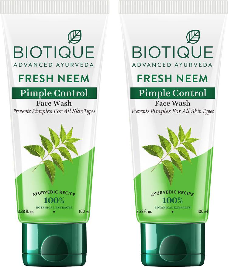 BIOTIQUE Fresh Neem Pimple Control  100ml x 2 Face Wash Price in India