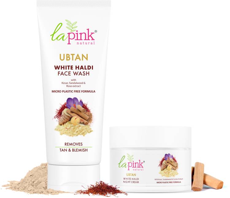 La Pink Ubtan White Haldi Night time Nourishment Combo with 100% Microplastic Free Formula Night Cream and Face Wash Price in India