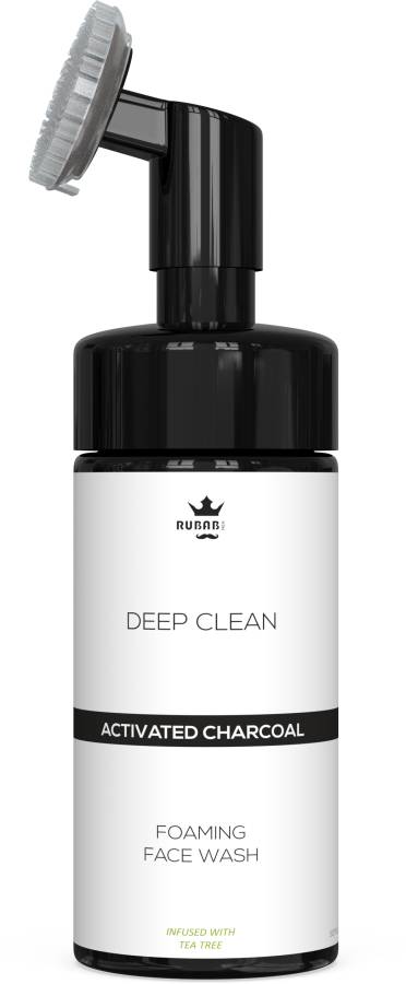 RUBAB MEN Deep Clean Activated Charcoal Foaming |Built in Brush Scrubber|Tea Tree Face Wash Price in India
