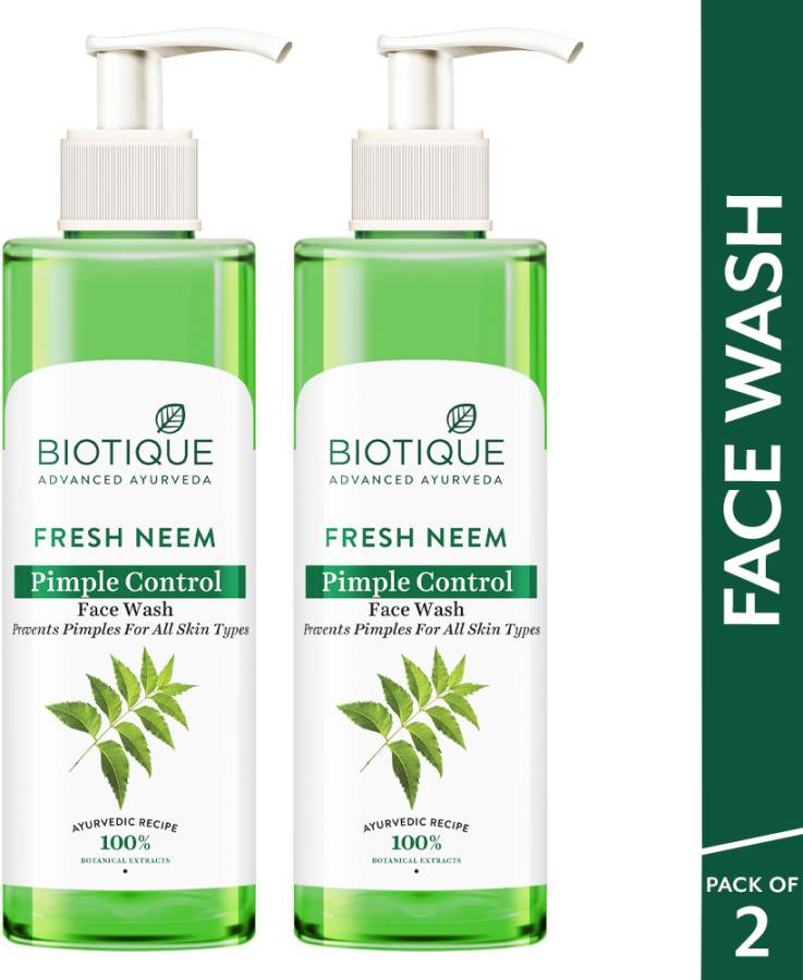 BIOTIQUE Fresh Neem Pimple Control  Prevents Pimples|All Skin Types| Men & Women Face Wash Price in India