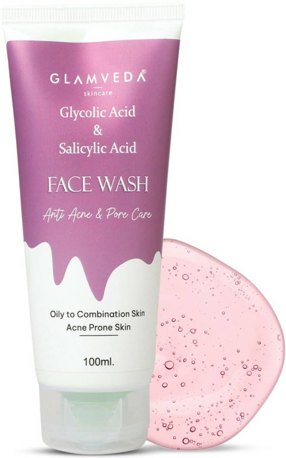 GLAMVEDA Glycolic Acid & Salicylic Acid Anti Acne & Pore Care , SLS Free & Paraben Free Face Wash Price in India