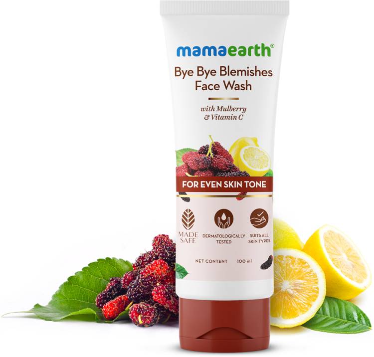 Mamaearth Bye Bye Blemishes  with Mulberry and Vitamin C for Even Skin Tone - 100 ml Gently Cleanses | Reduces Dark Spots | Brightens Skin | Reduces Pigmentation | Niacinamide Face Wash Price in India