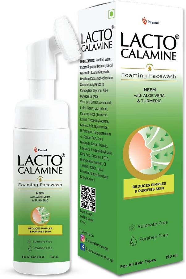 Lacto Calamine Neem Aloe Turmeric Foaming Face wash| Reduces pimples| 150 ml Face Wash Price in India